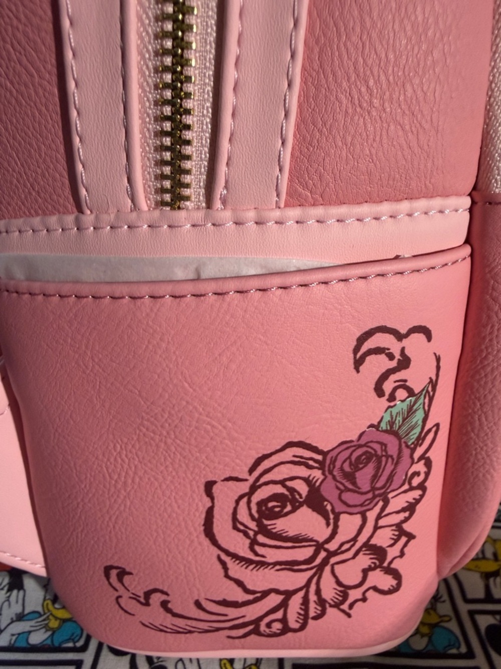 Loungefly Disney Princess Beauty and the Beast Pink 3D Roses Mini Backpack 2025 - Picture 7 of 12